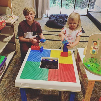 Stephanie's kids playing Lego